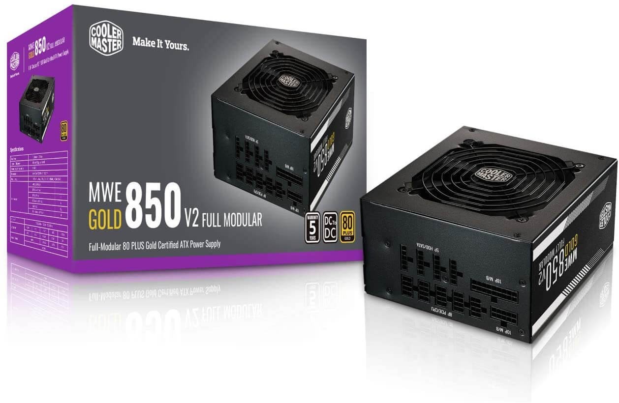 Nguồn Cooler Master 850W MWE 750 V2 80 Plus Gold Full Modular (MPE-8501-AFAAG-EU)