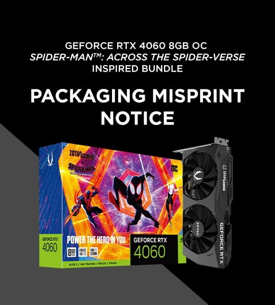VGA RTX4060 8G DR6 ZOTAC GAMING  SPIDERMAN ED OC 2 FAN NEW BH 36 THÁNG