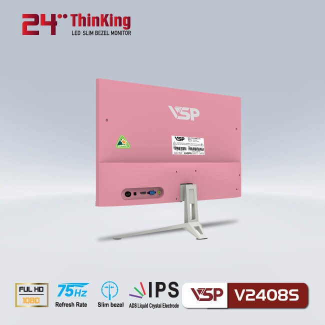 Màn hình phẳng LED tràn viền Slim Bezel VSP V2408S - Pink