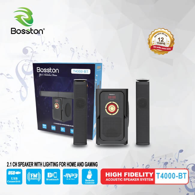 Loa vi tính Bosston bluetooth 2.1 T4000-BT, Bỏa hành 12 tháng