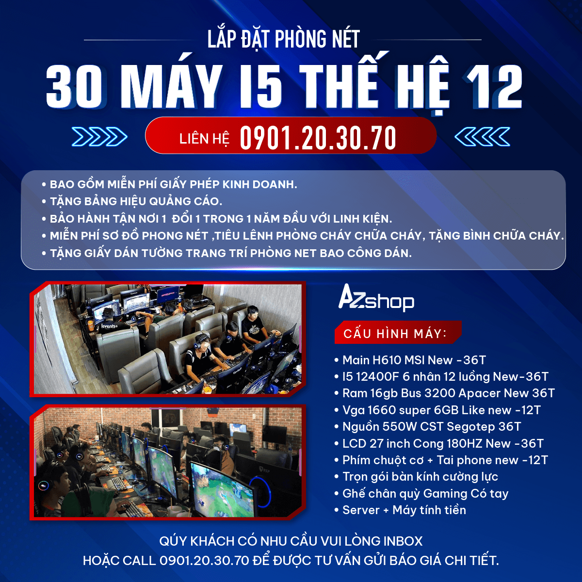 Thi công trọn gói cấu hình net i5 12  bàn ghế, server !