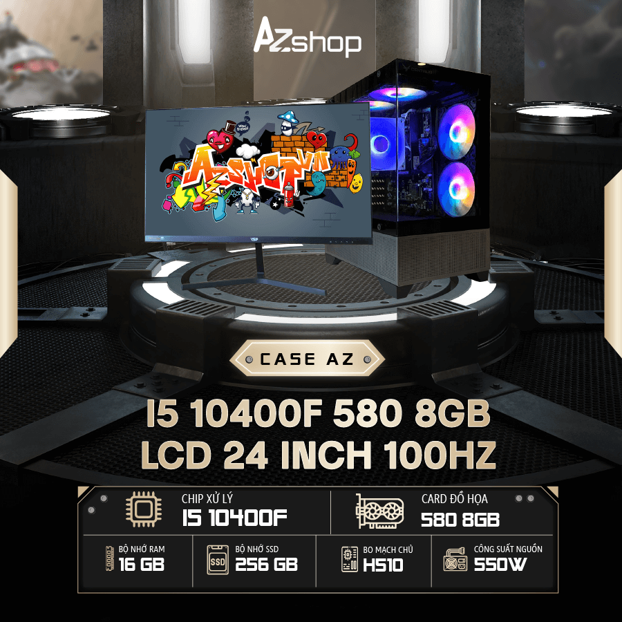 🔊𝐂𝐚𝐬𝐞 𝐀𝐳𝐆𝐚𝐦𝐞𝐫 𝐢5 𝟏𝟎4𝟎0𝐅  580 8GB ASUS & LCD 24 inch  100hz  !