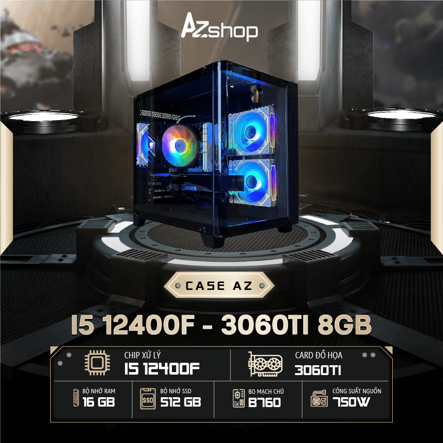 🔊 𝐂𝐚𝐬𝐞 𝐀𝐳𝐆𝐚𝐦𝐞𝐫 𝐢𝟓 𝟏2𝟒𝟎𝟎𝐅 16GB B760 3060Ti 8Gb 𝐜𝐡𝐮̛𝐚 𝐋𝐂𝐃 !