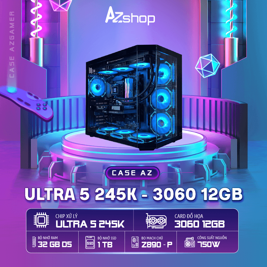 🔊Case Azgamer CPU Ultra 5 245K 3060 12GB !