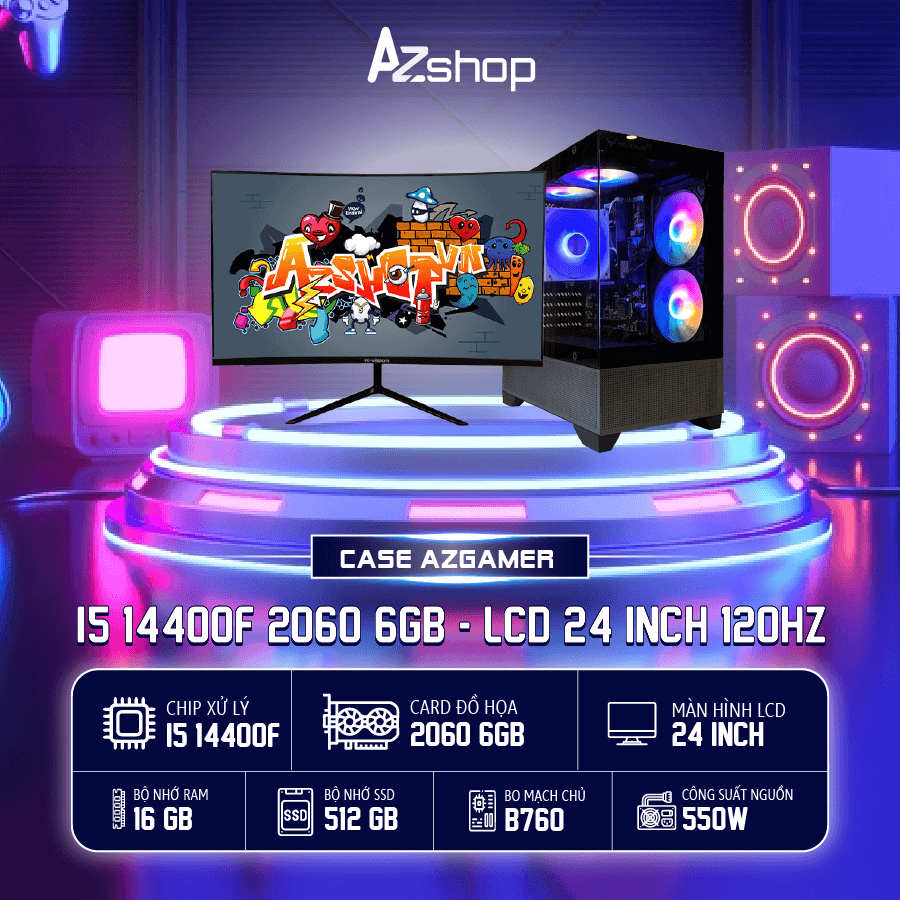 📣 𝐂𝐚𝐬𝐞 𝐀𝐳𝐆𝐚𝐦𝐞𝐫 𝐢𝟓 𝟏4𝟒𝟎𝟎𝐅 V𝐆𝐀 2060  6GB & 24 inch 120hz New !