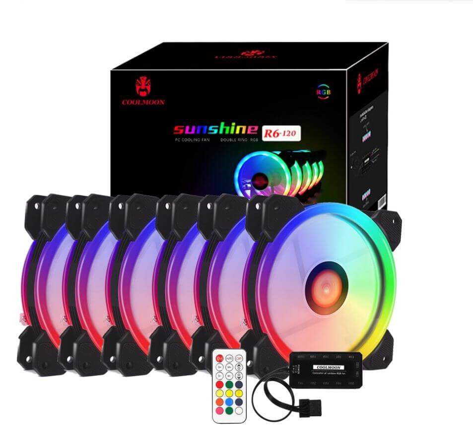 Combo 5 Fan CoolMoon V1 + kèm 1 hub và Remote, Bảo hành 3 tháng