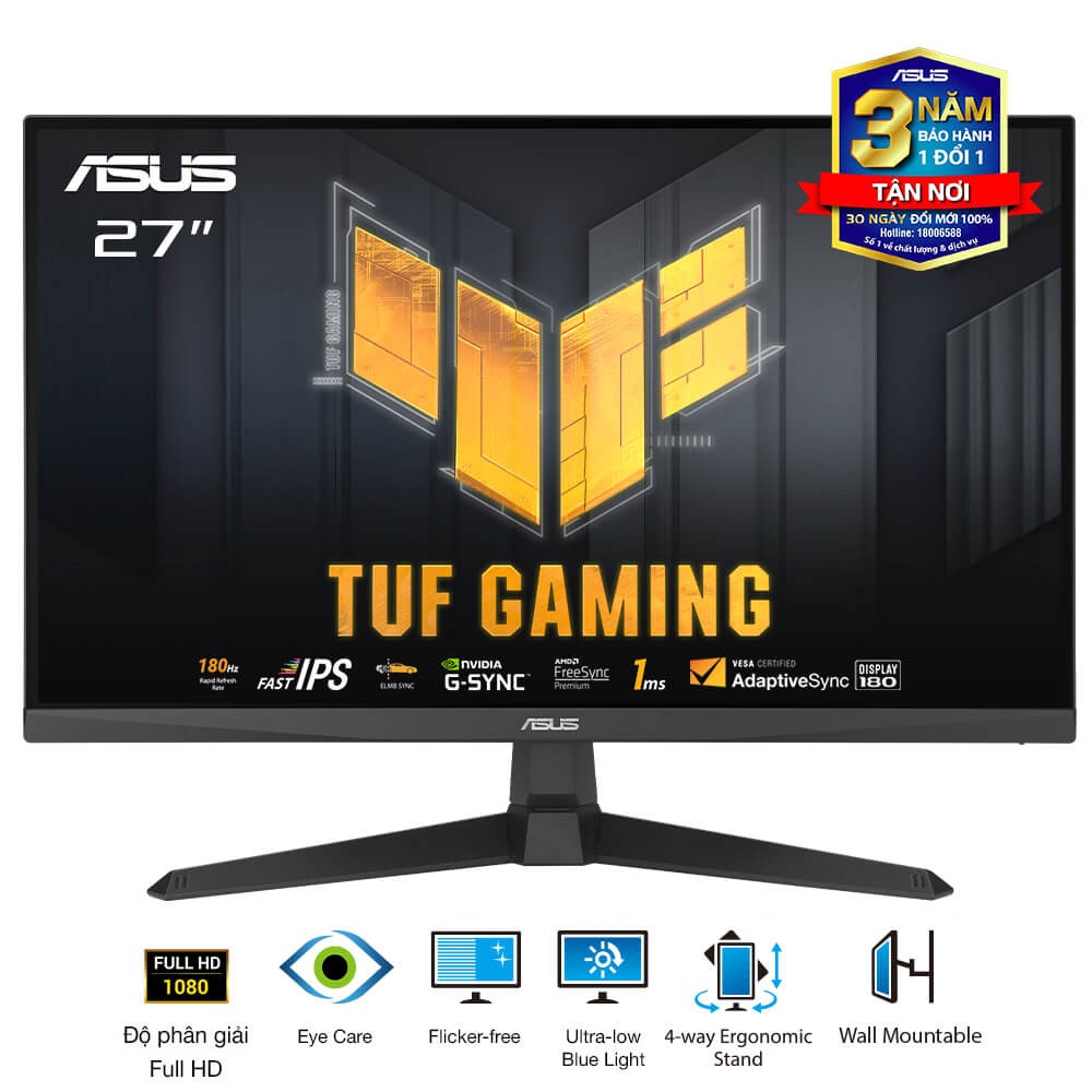 Màn hình Gaming ASUS TUF Gaming VG279Q3A | 27 inch, Full HD, IPS, 180Hz, 1ms, phẳng