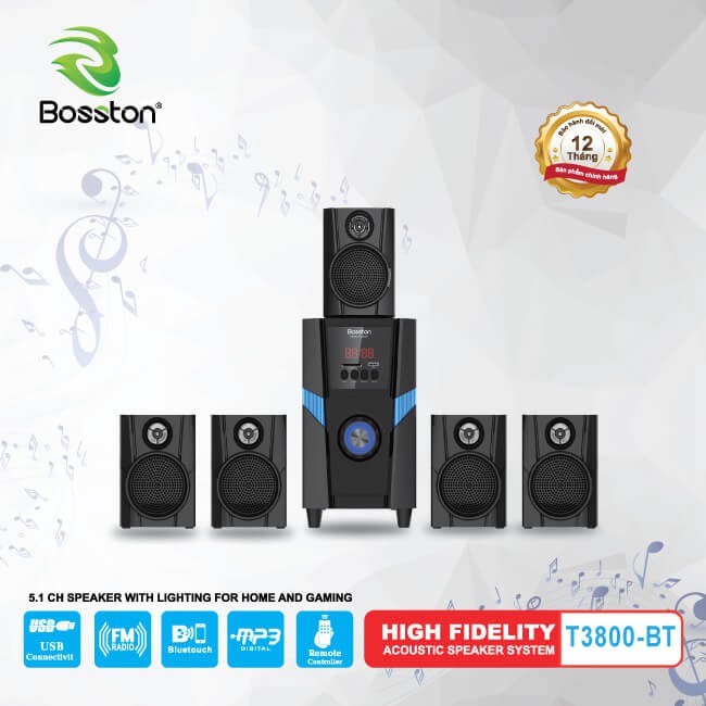 Loa vi tính Bosston bluetooth 5.1 T3800-BT, Bảo hành 12 tháng