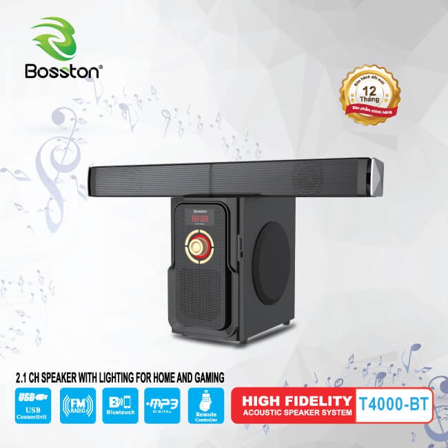 Loa vi tính Bosston bluetooth 2.1 T4000-BT, Bỏa hành 12 tháng