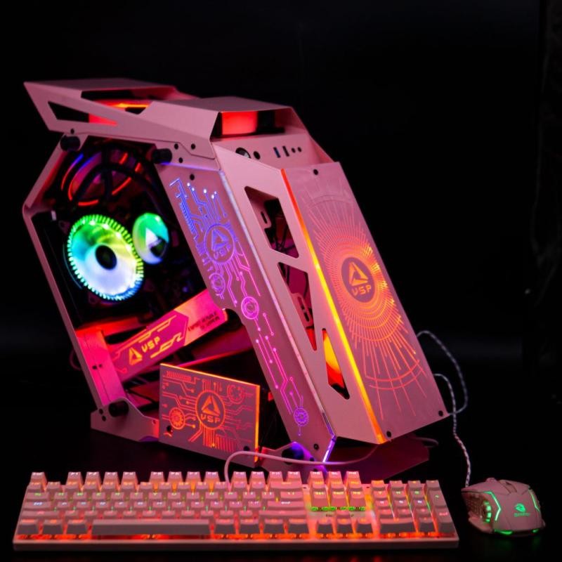 Vỏ case máy tính VSP E-ROG ES1 Gaming (chưa có fan led) Hồng - Xanh