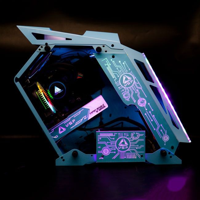 Vỏ case máy tính VSP E-ROG ES1 Gaming (chưa có fan led) Hồng - Xanh