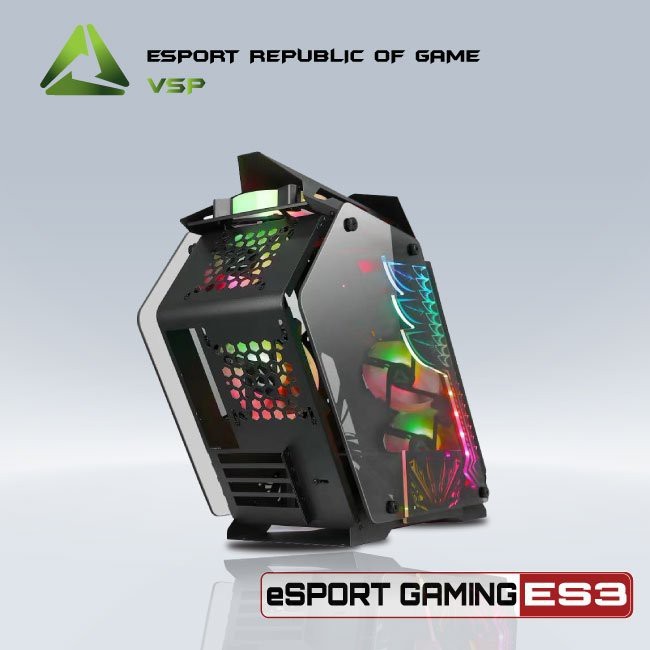 Case VSP E-ROG ES3 Gaming Có Sẵn panel LED và 5 Fan LED ARGB- Màu Đen