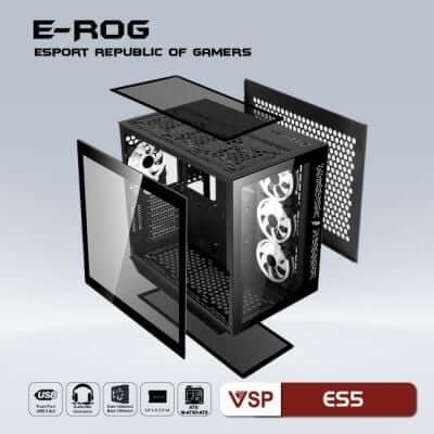 Thùng máy Case VSP ESPORT ROG ES5 Gaming (No Fan) (Đen)