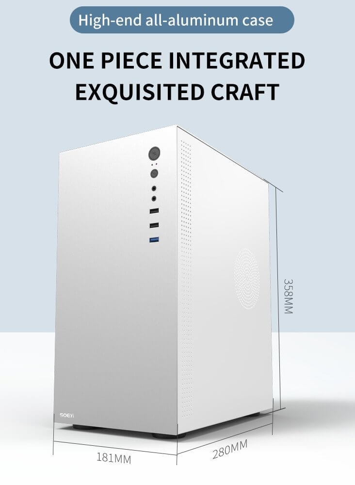 Vỏ case SOEYI Q1 Nhôm (Aluminum/ Tempered Glass/ Mid Tower mATX)