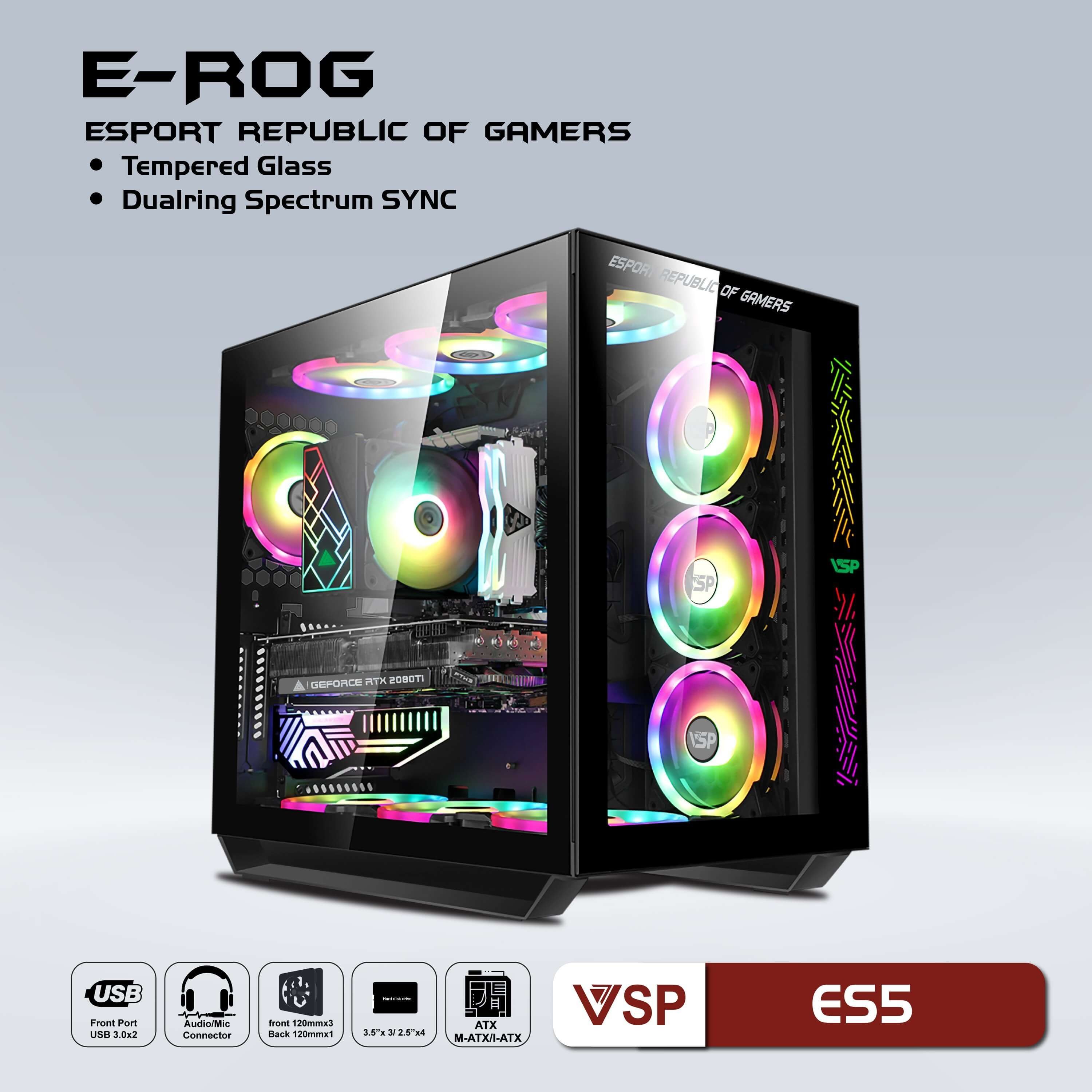 Case VSP E-ROG ES5 (Mid Tower/Màu Đen)